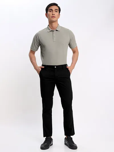 Thunder Grey Polo T-shirt with Black Chinos: Pack of 2