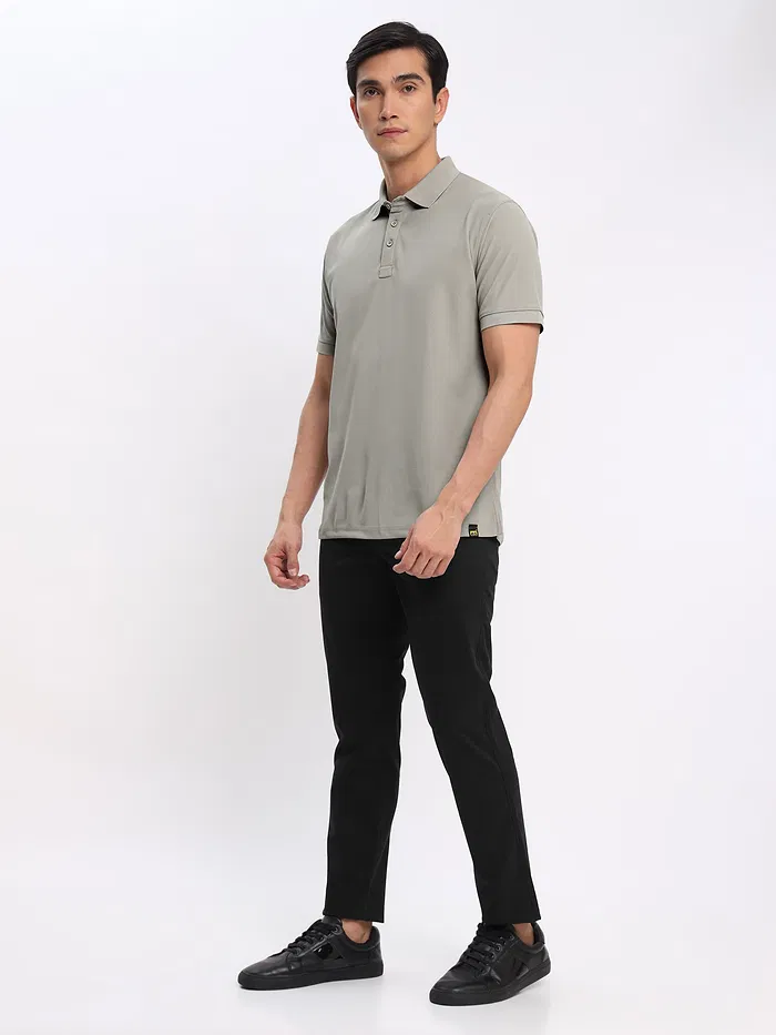 Thunder Grey Polo T-shirt with Black Chinos: Pack of 2