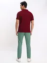 White and French Wine Polo T-shirt with Cadet Blue Chinos: Pack of 3
