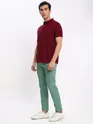 White and French Wine Polo T-shirt with Cadet Blue Chinos: Pack of 3