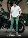 White and French Wine Polo T-shirt with Cadet Blue Chinos: Pack of 3