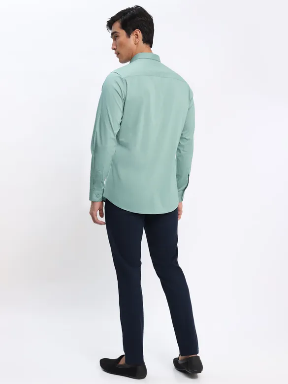 White and Pista Green Shirt with Midnight Blue Chinos: Pack of 3