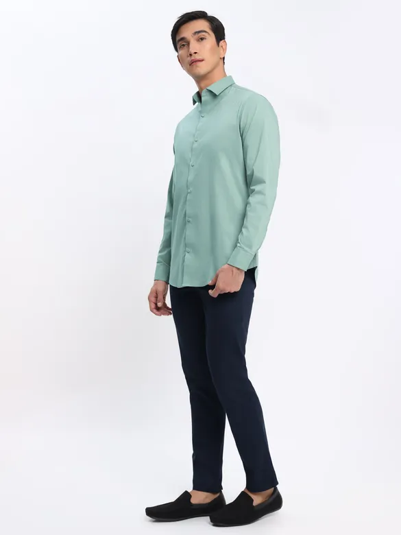 White and Pista Green Shirt with Midnight Blue Chinos: Pack of 3