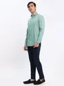 White and Pista Green Shirt with Midnight Blue Chinos: Pack of 3