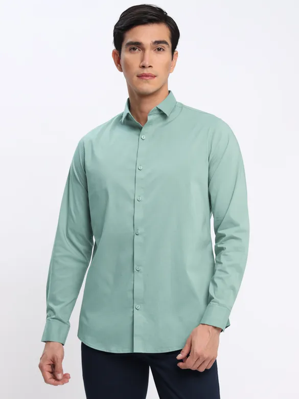 White and Pista Green Shirt with Midnight Blue Chinos: Pack of 3