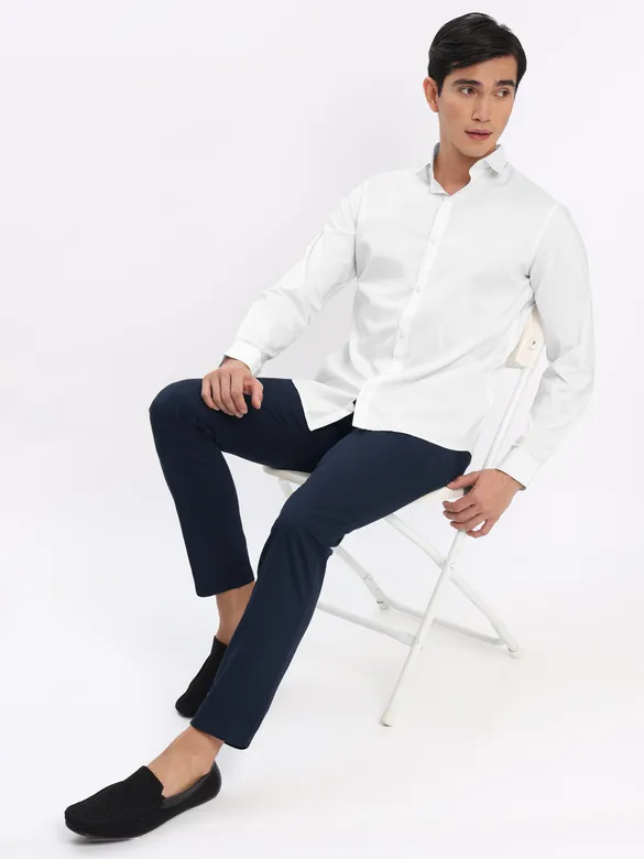 White and Pista Green Shirt with Midnight Blue Chinos: Pack of 3