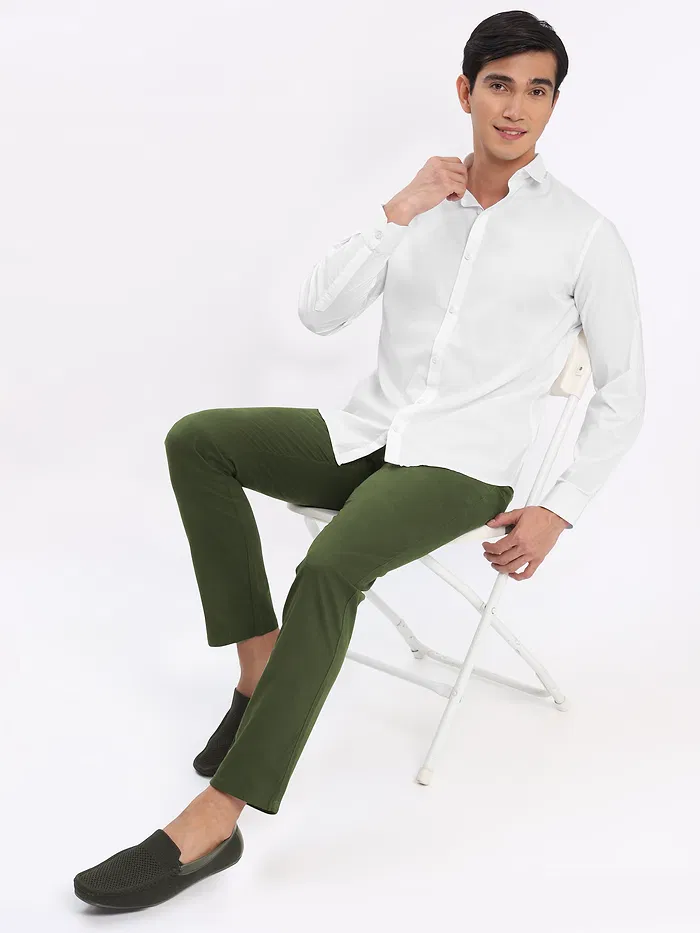 White Shirt with Sage Green Chinos: Pack of 2