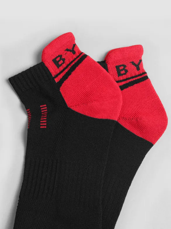Crimson Red Color Block Unisex Socks