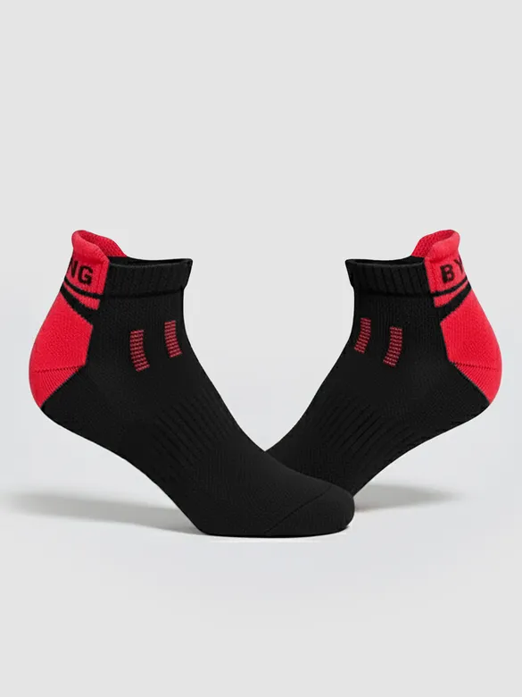 Crimson Red Color Block Unisex Socks