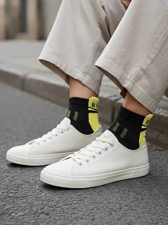 Yellow Color Block Unisex Socks