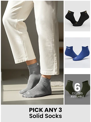 Pick any 3 Solid Socks Combo