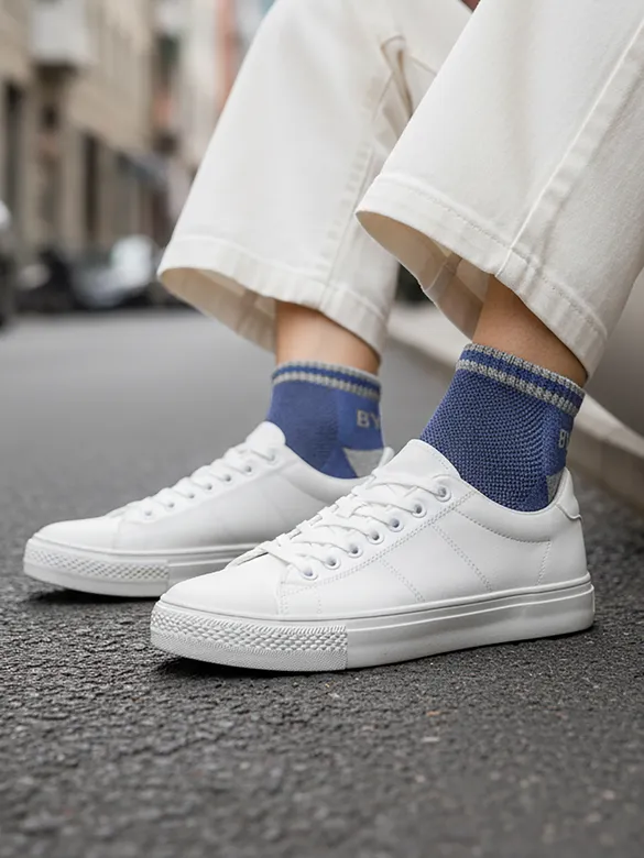 Navy Blue Striped Unisex Socks