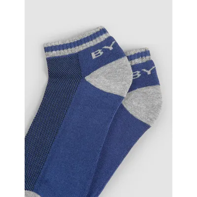 Navy Blue Striped Unisex Socks