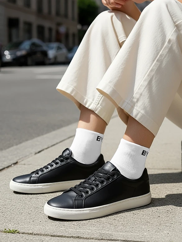 White Solid Unisex Socks