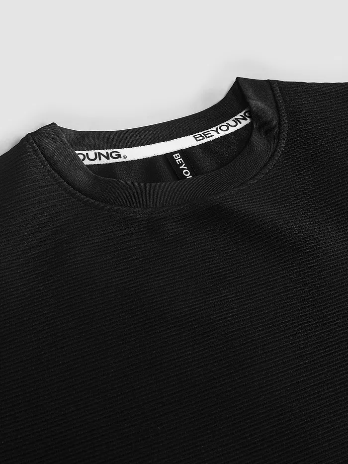 Black Jacquard Striped T-Shirt