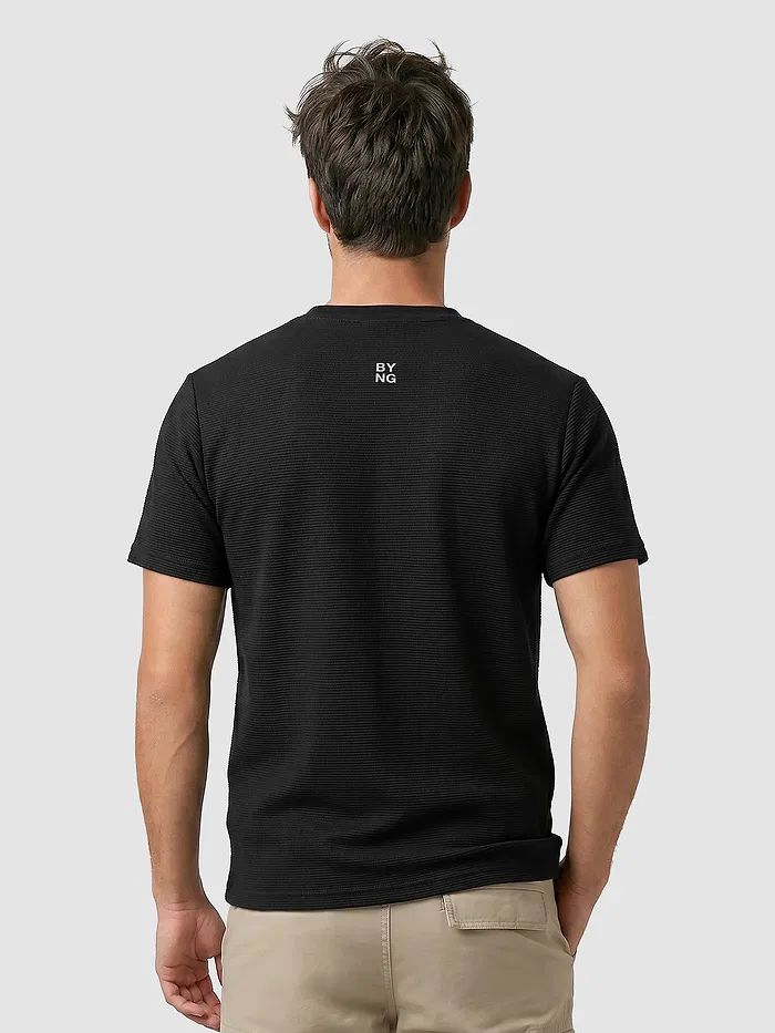 Black Jacquard Striped T-Shirt