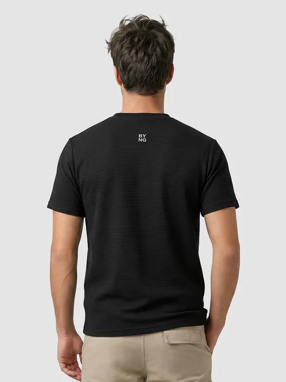 Black Jacquard Striped T-Shirt