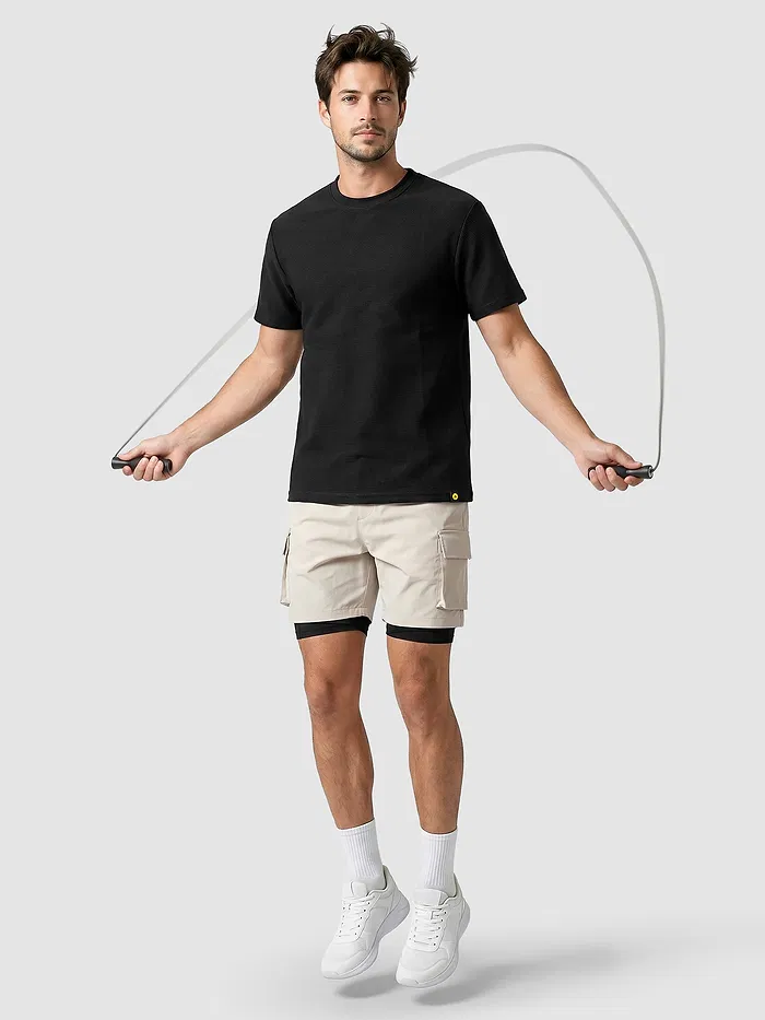 Black Jacquard Striped T-Shirt