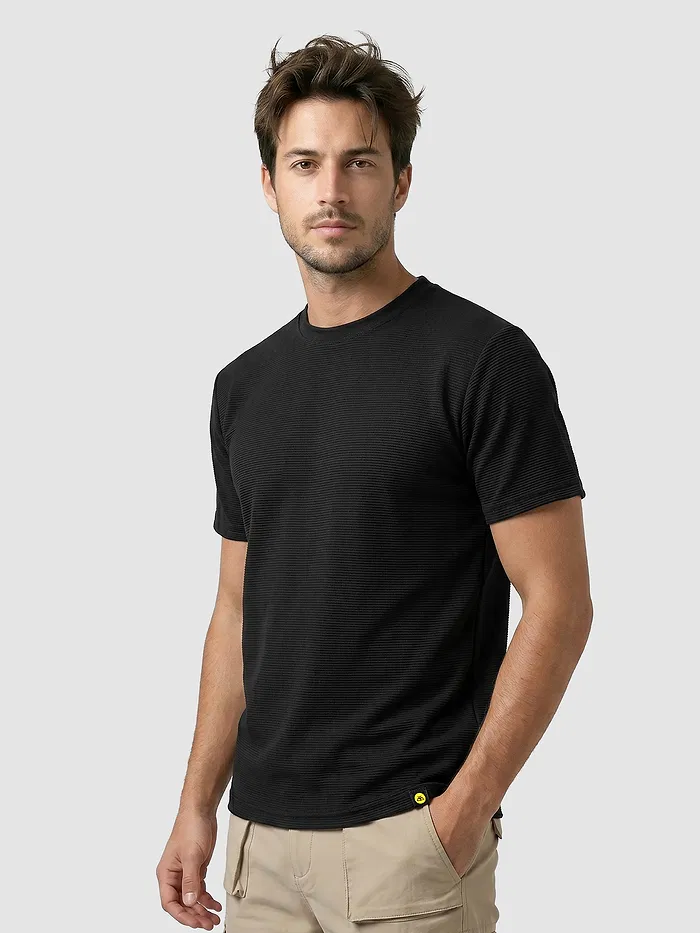 Black Jacquard Striped T-Shirt