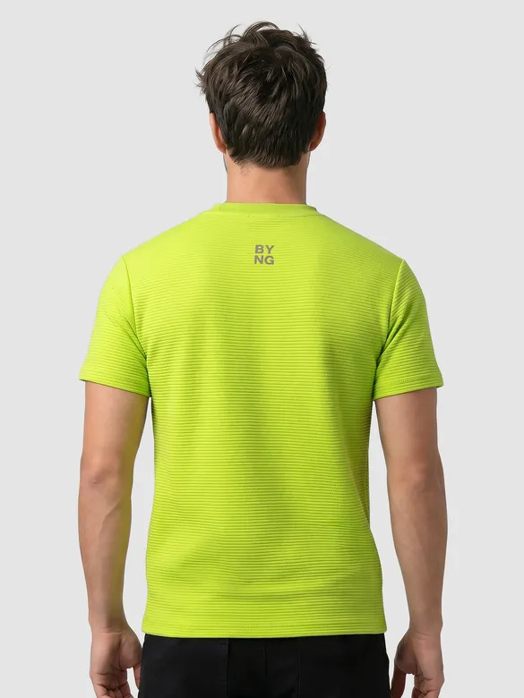 Lime Jacquard Striped T-Shirt
