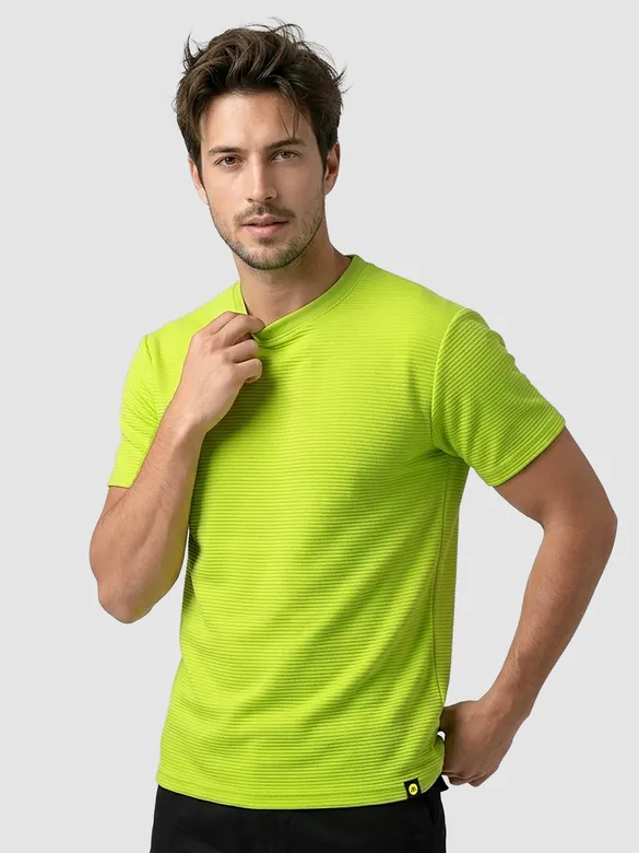 Lime Jacquard Striped T-Shirt