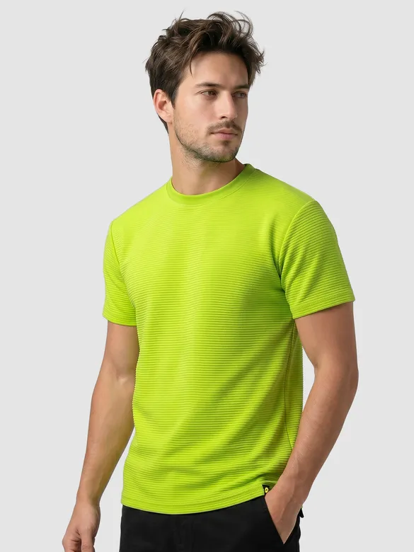 Lime Jacquard Striped T-Shirt