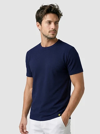 Midnight Navy Blue Jacquard Striped T-Shirt