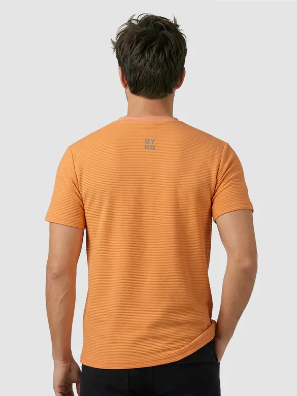 Orange Jacquard Striped T-Shirt