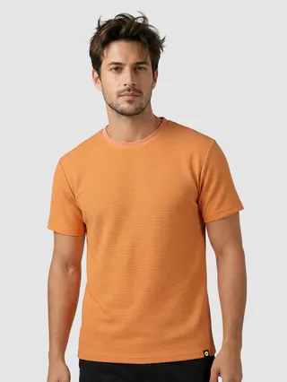 Orange Jacquard Striped T-Shirt