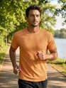 Orange Jacquard Striped T-Shirt