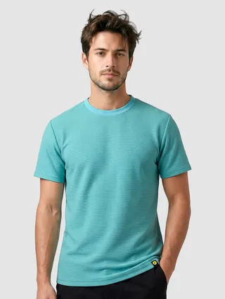 Pool Blue Jacquard Striped T-Shirt