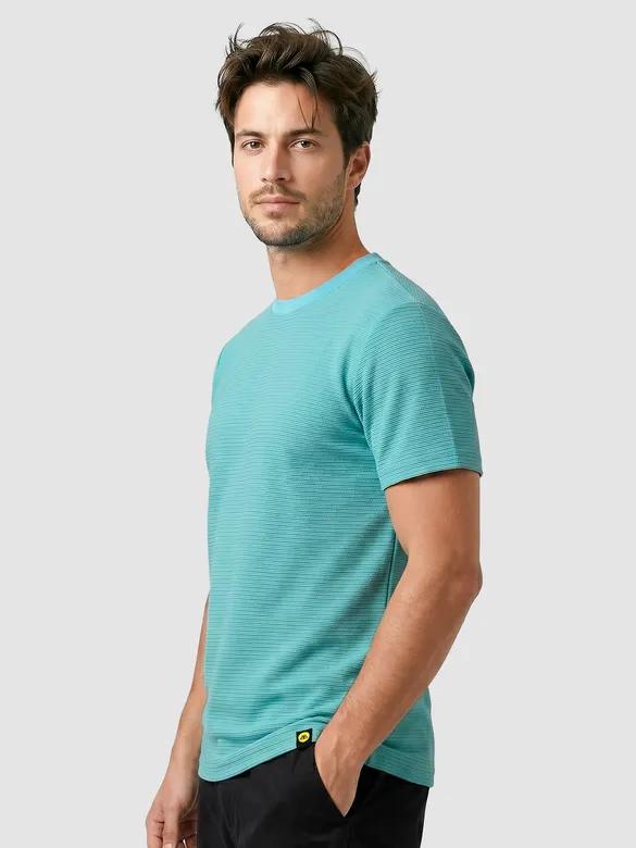 Pool Blue Jacquard Striped T-Shirt