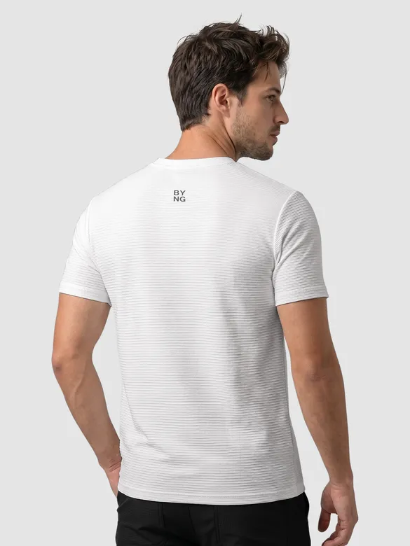 White Jacquard Striped T-Shirt
