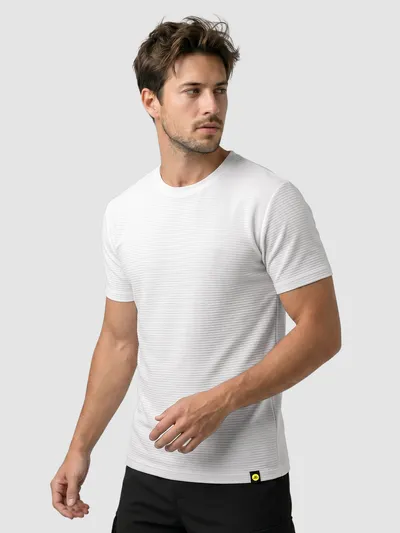 White Jacquard Striped T-Shirt
