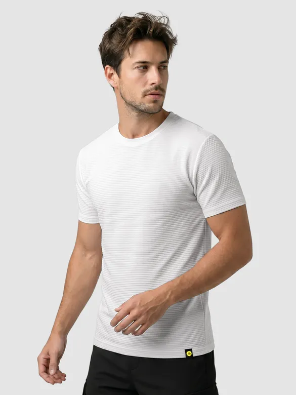 White Jacquard Striped T-Shirt