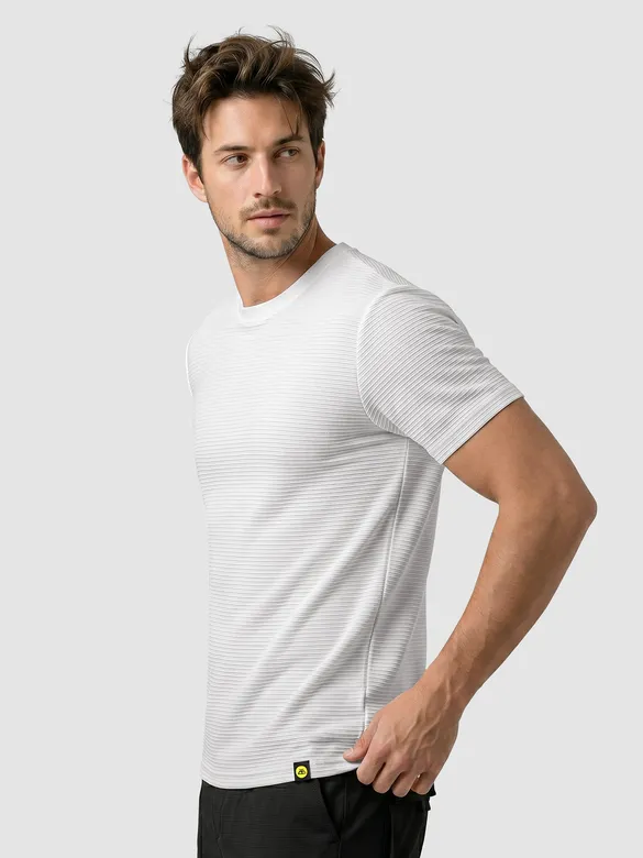 White Jacquard Striped T-Shirt