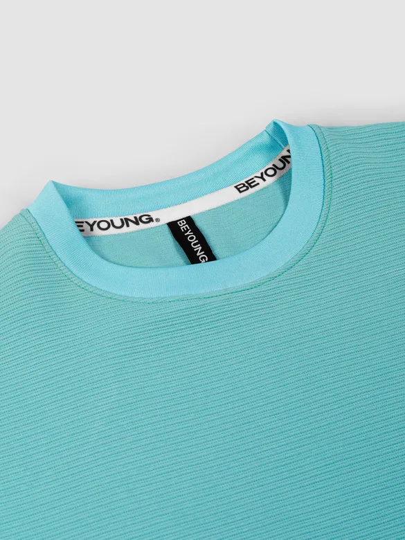 Pool Blue Jacquard Striped T-Shirt