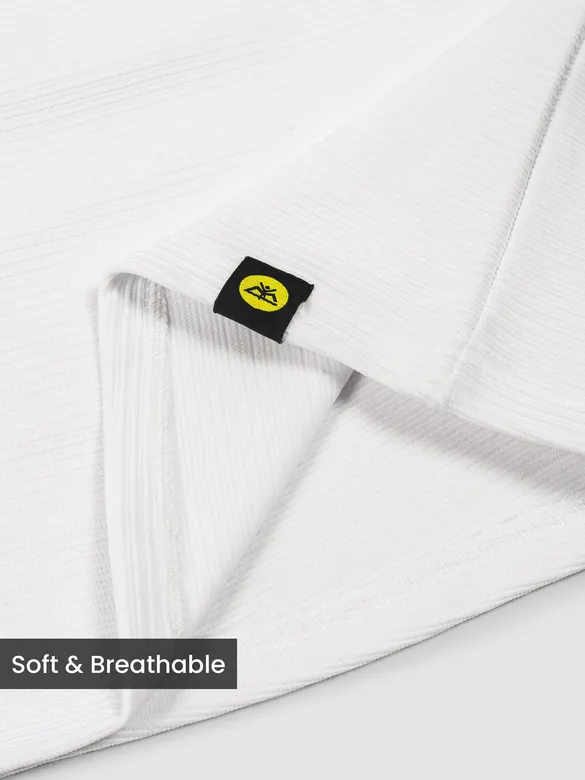 White Jacquard Striped T-Shirt