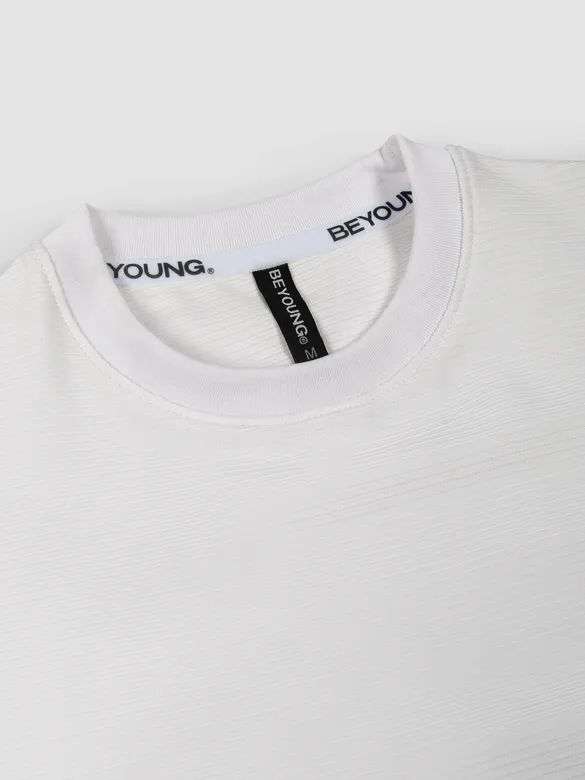 White Jacquard Striped T-Shirt