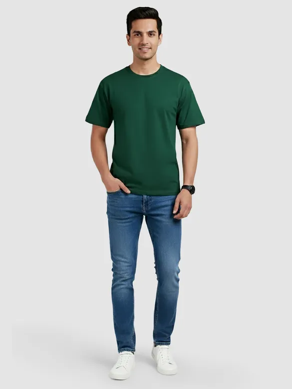 Bottle Green Plain T-Shirt