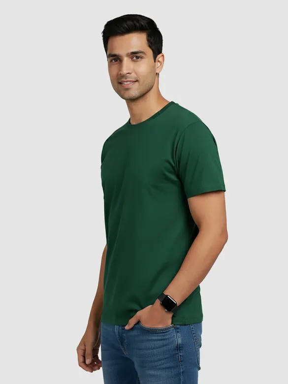 Bottle Green Plain T-Shirt