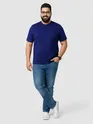 Plain Navy Blue Plus Size T-Shirt