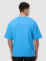 Aqua Blue Cut And Sew Panel Oversized T-Shirt