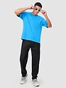 Aqua Blue Cut And Sew Panel Oversized T-Shirt