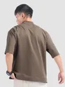 Brown Mock Neck Oversized T-Shirt