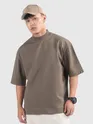 Brown Mock Neck Oversized T-Shirt