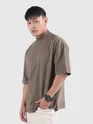Brown Mock Neck Oversized T-Shirt
