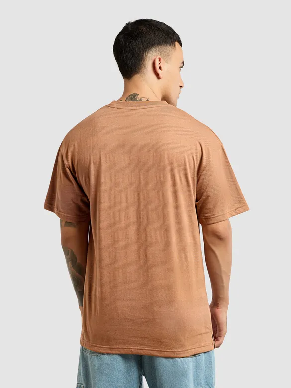 Camel Brown Structured Oversized T-Shirt