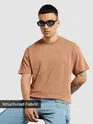 Camel Brown Structured Oversized T-Shirt
