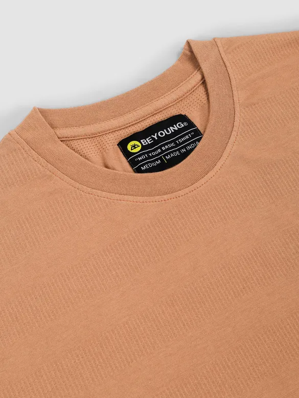 Camel Brown Structured Oversized T-Shirt